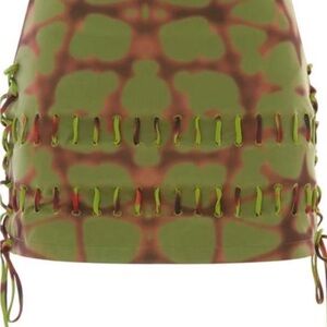 With Jean Olive & Brown Lace-Up Mini Skirt